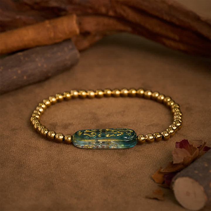 Buddha Stones Pulsera de estimulación Liuli Om Mani Padme Hum de acero titanio - image 1