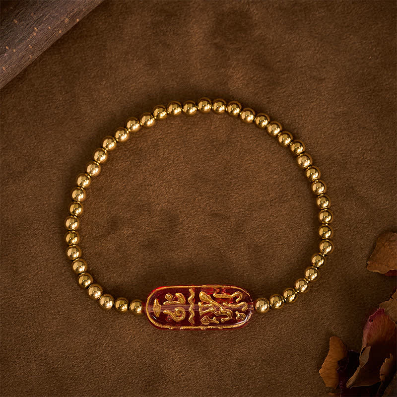 Buddha Stones Pulsera de estimulación Liuli Om Mani Padme Hum de acero titanio - image 9