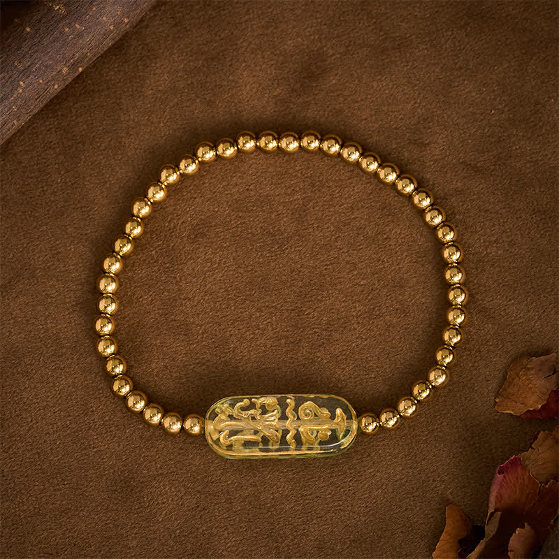 Buddha Stones Pulsera de estimulación Liuli Om Mani Padme Hum de acero titanio - image 15