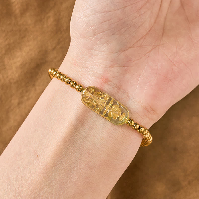 Buddha Stones Pulsera de estimulación Liuli Om Mani Padme Hum de acero titanio - image 16