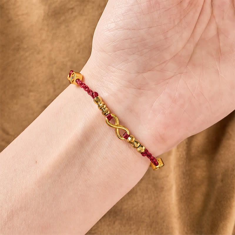 Buddha Stones Pulsera de fe con símbolo de infinito y moneda china trenzada de hilo rojo - image 4