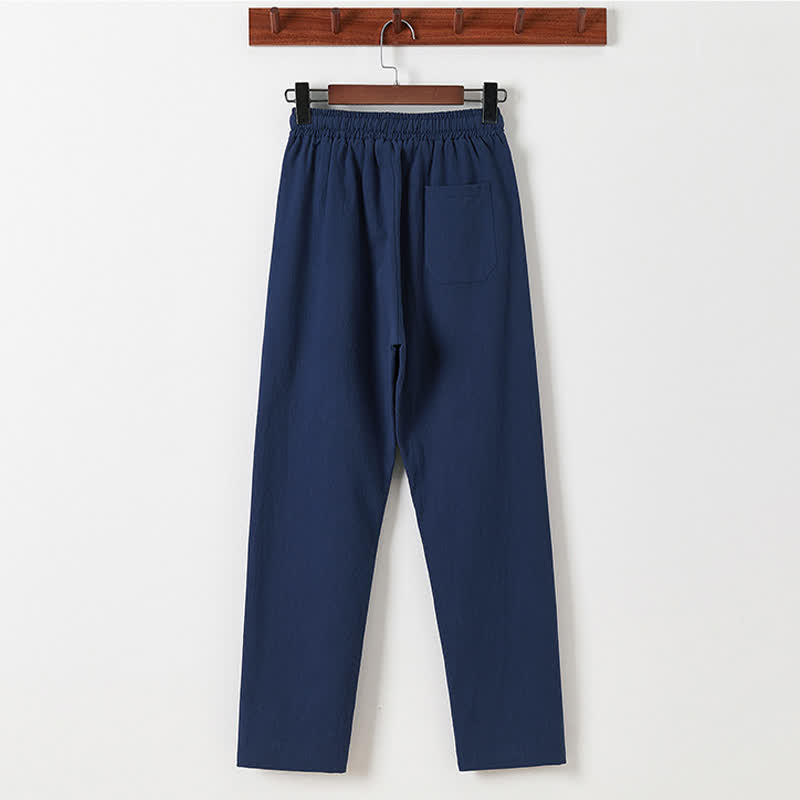 Buddha Stones Conjunto de 2 piezas: Camisa y pantalón de manga corta de algodón y lino con estampado de bambú y botones de estilo Tang, ideales para el verano. También disponible como prenda de meditación para hombre con bolsillos. - image 5