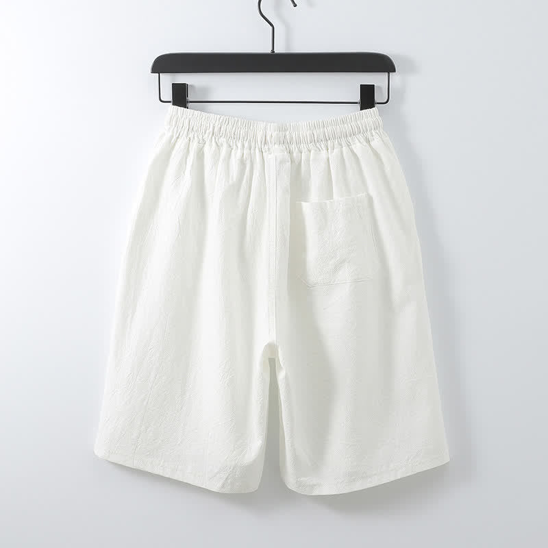 Buddha Stones 2 piezas de camisas de manga corta de algodón y lino con cordón ajustable estilo Tang para meditación de verano, pantalones cortos para hombre con bolsillos. - image 16