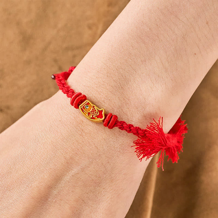 Buddha Stones Pulsera de la suerte con hilo rojo y diseño de pez koi - image 10