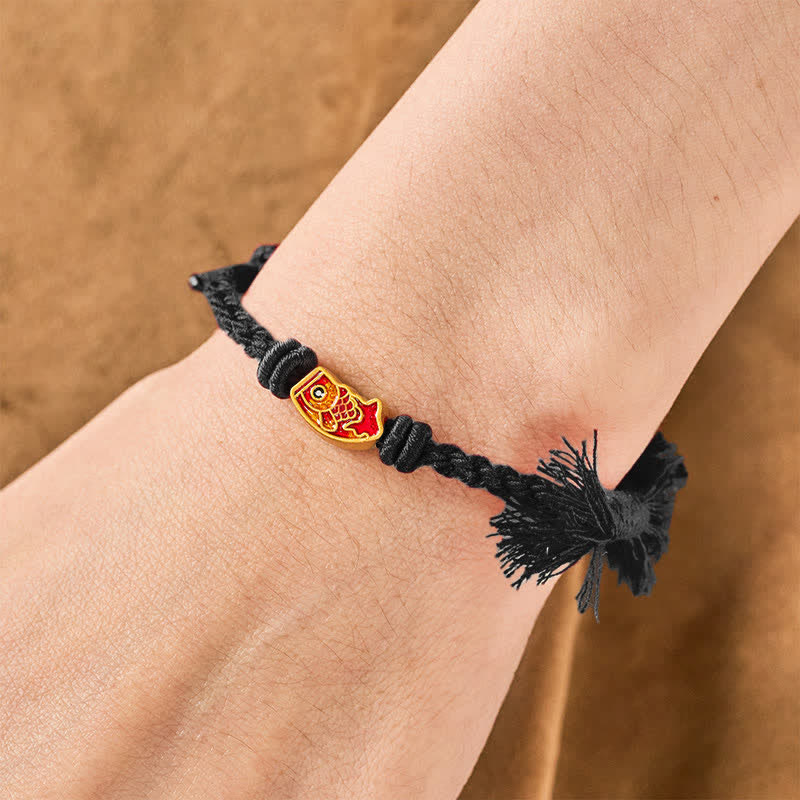 Buddha Stones Pulsera de la suerte con hilo rojo y diseño de pez koi - image 16