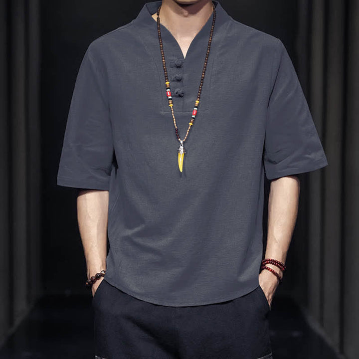 Camisa de manga corta informal de verano con estampado de Buddha Stones para hombre. - image 17