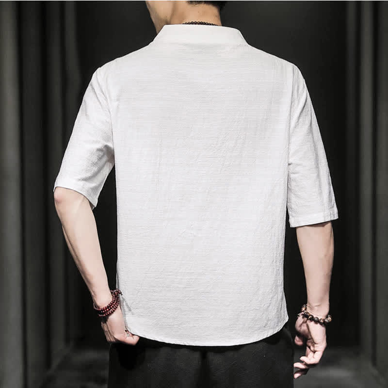 Camisa de manga corta informal de verano con estampado de Buddha Stones para hombre. - image 2