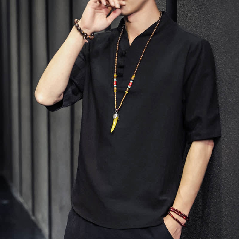Camisa de manga corta informal de verano con estampado de Buddha Stones para hombre. - image 15