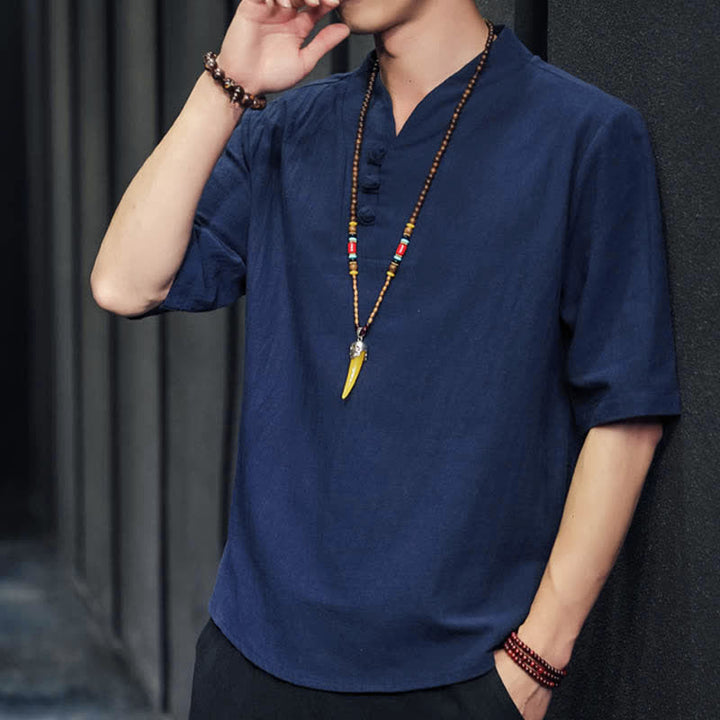 Camisa de manga corta informal de verano con estampado de Buddha Stones para hombre. - image 30