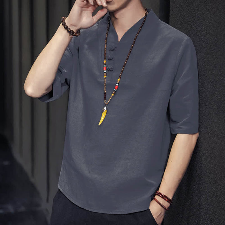 Camisa de manga corta informal de verano con estampado de Buddha Stones para hombre. - image 23