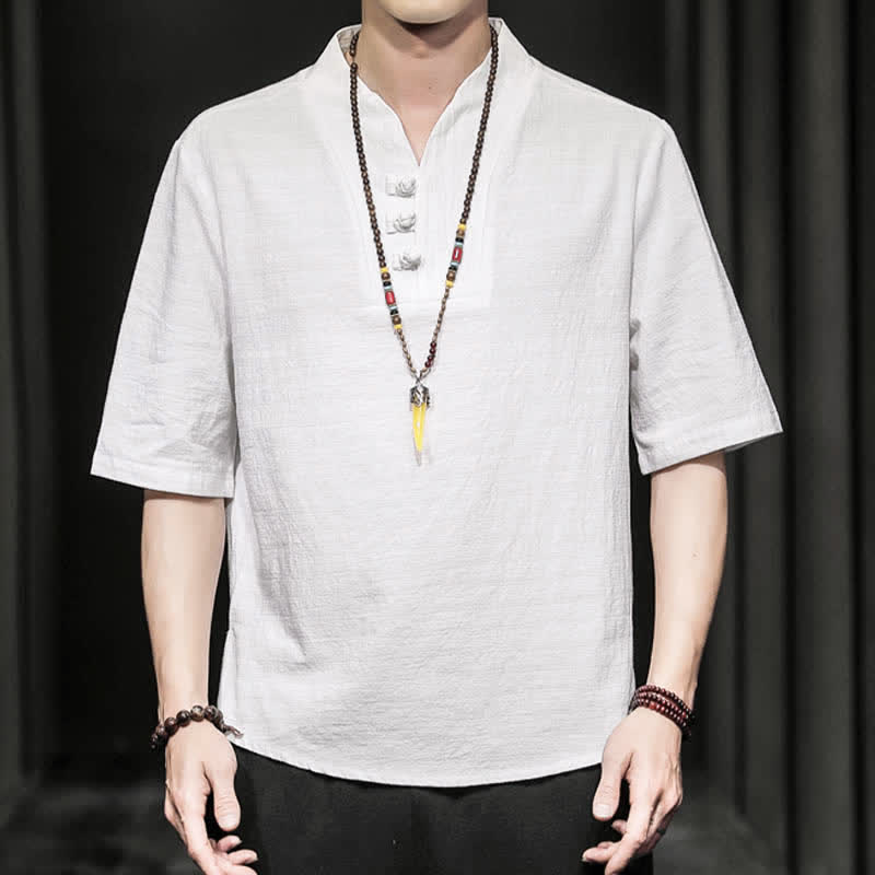 Camisa de manga corta informal de verano con estampado de Buddha Stones para hombre. - image 1