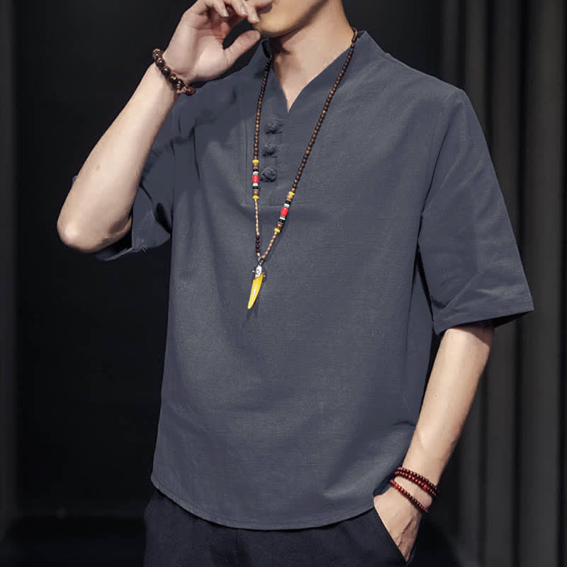 Camisa de manga corta informal de verano con estampado de Buddha Stones para hombre. - image 22