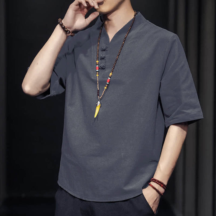 Camisa de manga corta informal de verano con estampado de Buddha Stones para hombre. - image 22