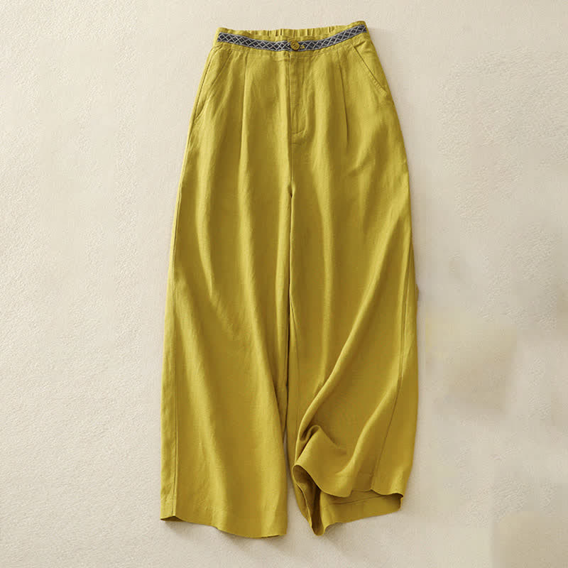 Pantalones de mujer con Buddha Stones, color liso, cierre frontal, cintura elástica y bolsillos. - vara de oro - US8-10，UK/AU12-14，EU40-42 (2XL) - image 11
