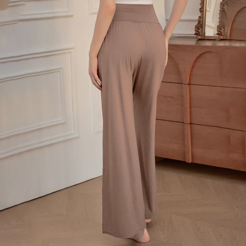 Pantalones de mujer informales de talle alto elásticos con estampado de Buddha Stones y pernera ancha. - image 2