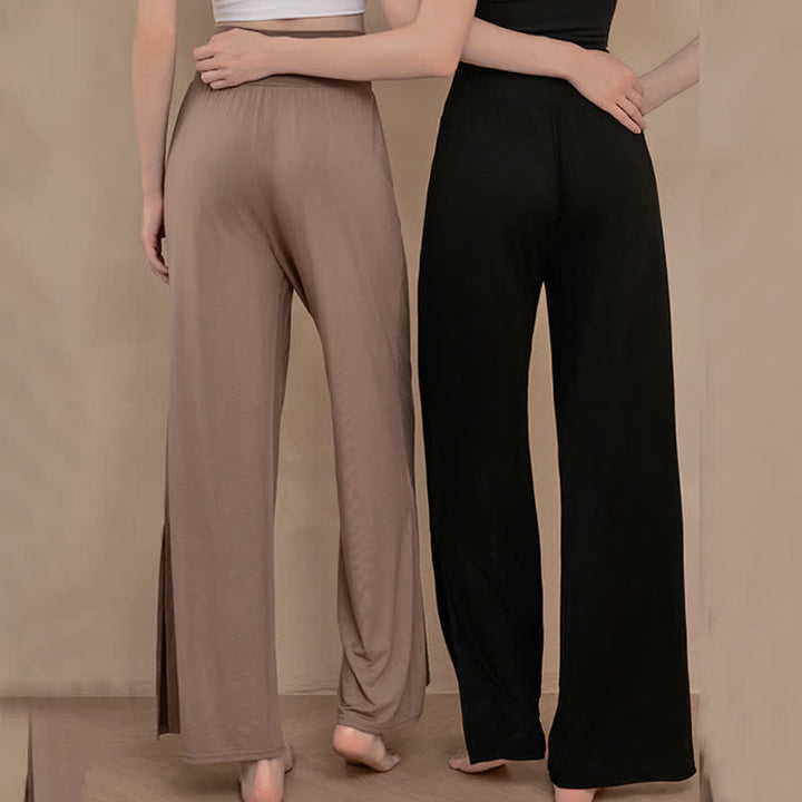 Pantalones de mujer informales de talle alto elásticos con estampado de Buddha Stones y pernera ancha. - image 15