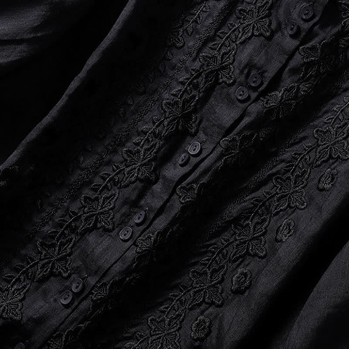 Camisa de mujer de manga tres cuartos con solapa y botones, diseño floral y estampado de Buddha Stones. - image 29