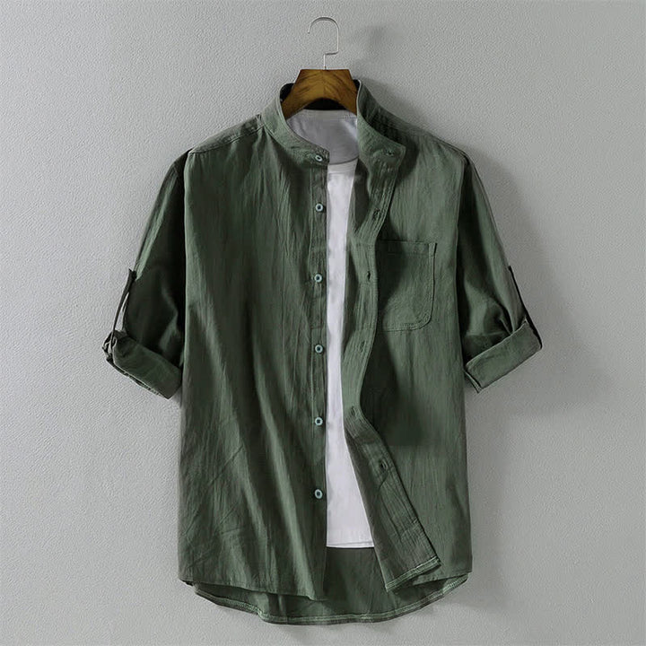 Camisa de manga corta con botones para hombre Buddha Stones Summer Solid - Verde mar oscuro - US/UK/AU46, EU56 (5XL) - image 16