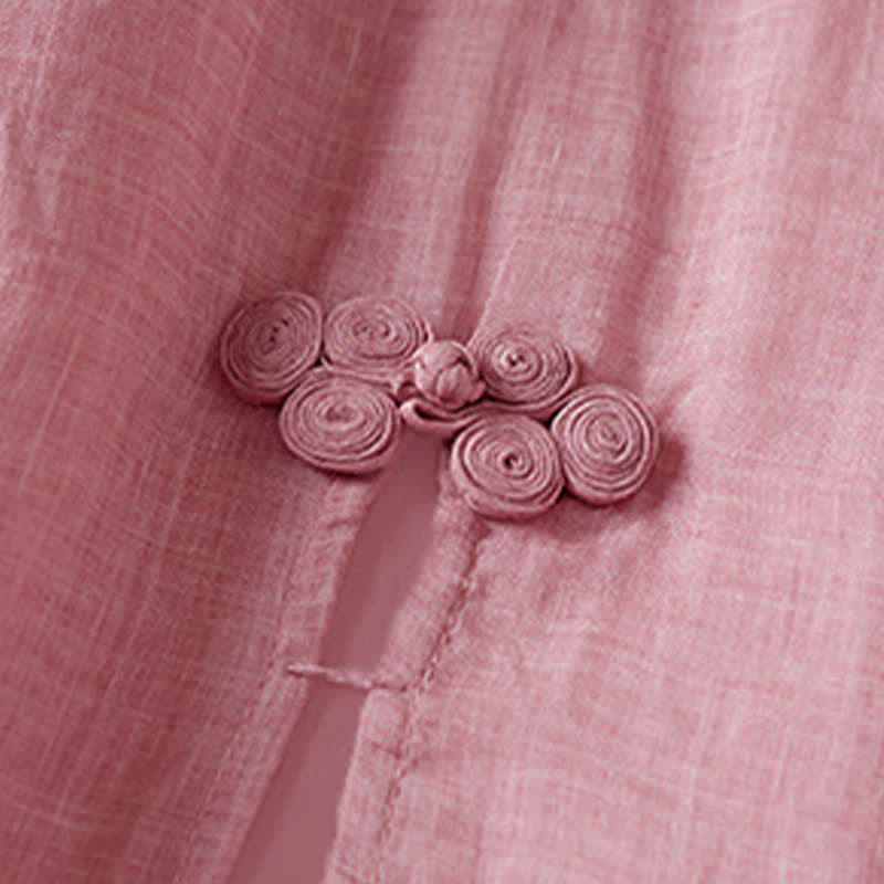 Vestido midi de fibra con cuello redondo y manga corta, bordado con hojas y Buddha Stones. - image 19