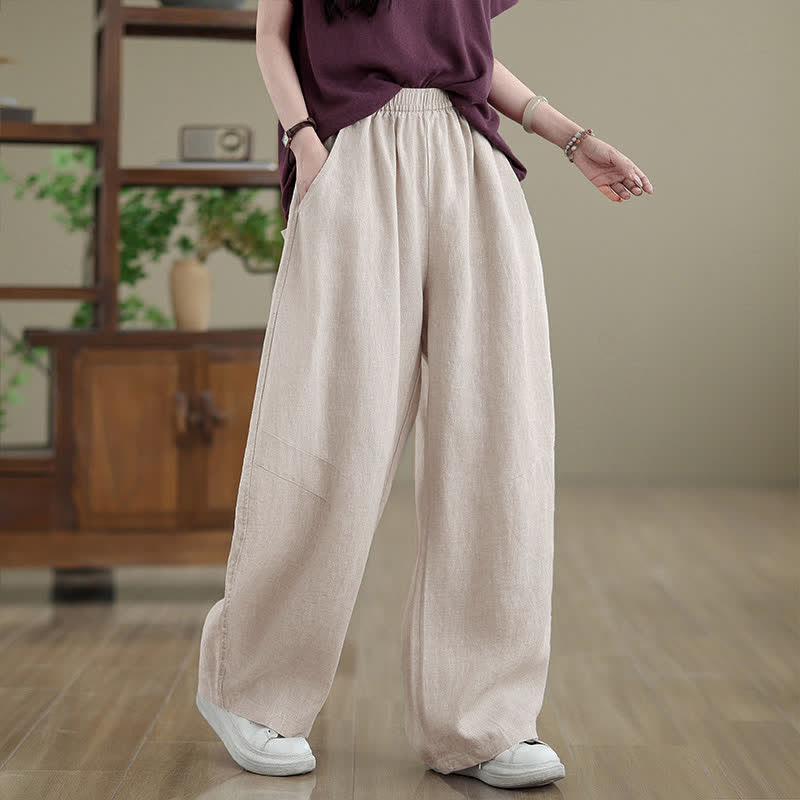 Pantalones anchos de algodón liso para mujer con bolsillos, estampado Buddha Stones. - PapayaWhip - US12, UK/AU16, EU44 (3XL) - image 12