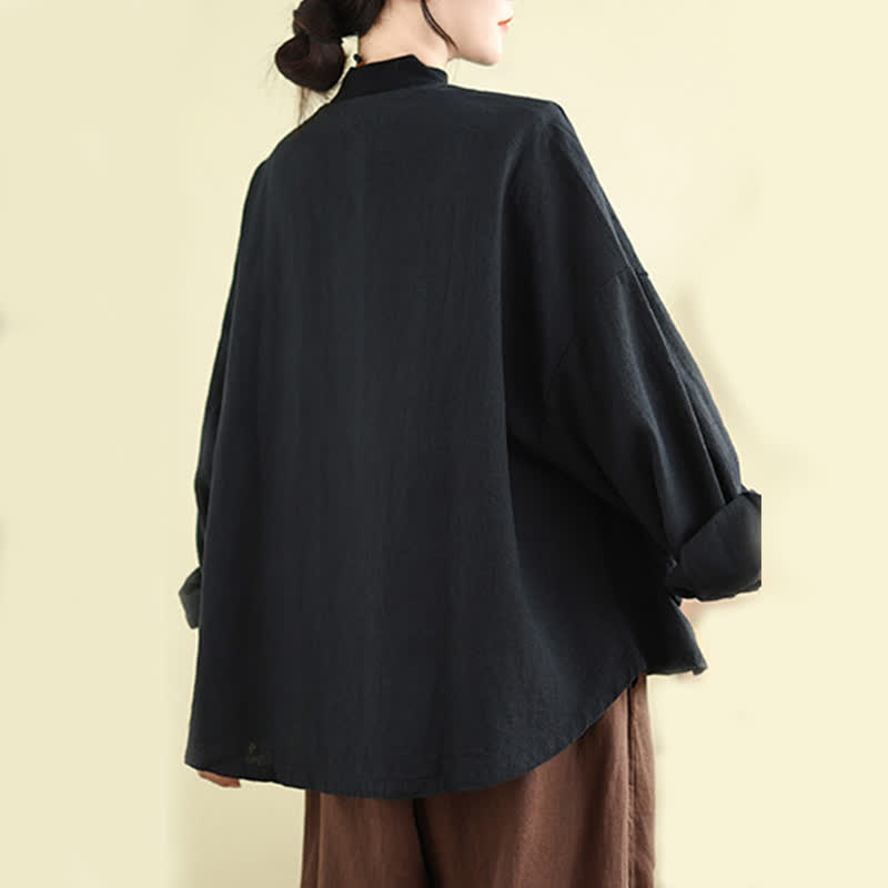 Chaqueta de mujer de manga larga con bolsillos y diseño sencillo de Buddha Stones - image 13