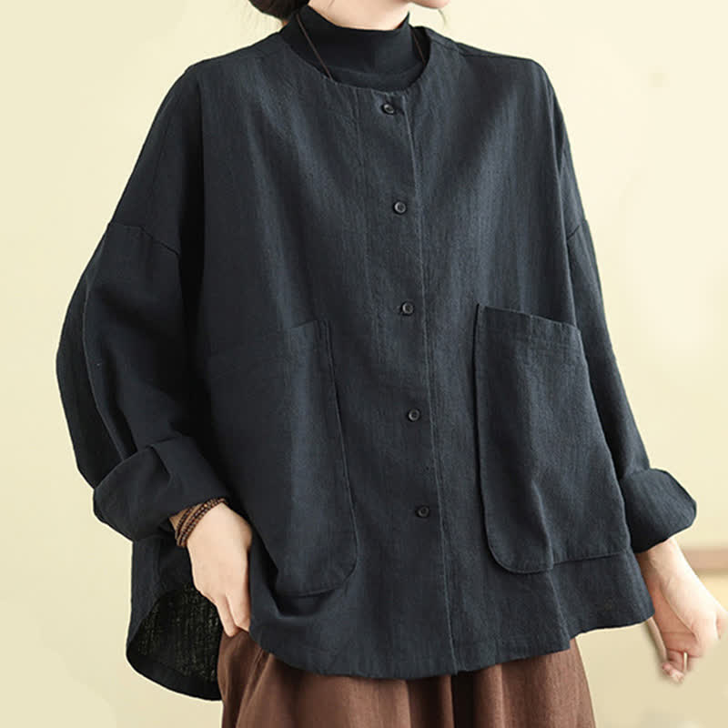 Chaqueta de mujer de manga larga con bolsillos y diseño sencillo de Buddha Stones - image 11