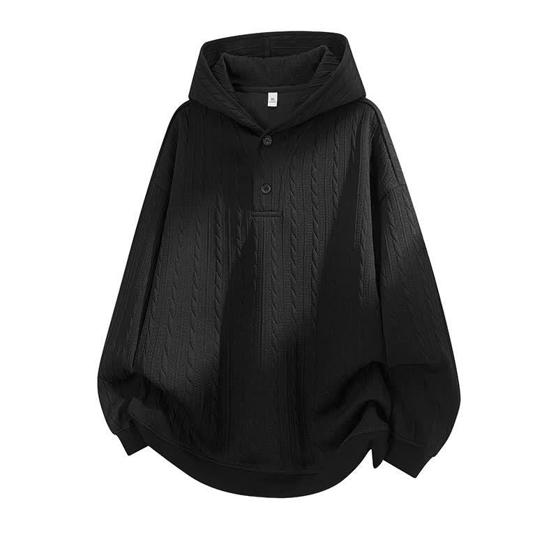 Sudadera con capucha de manga larga para hombre con diseño retorcido y botones de Buddha Stones para otoño/invierno. - Negro - US/UK/AU42, EU52 (3XL) - image 8