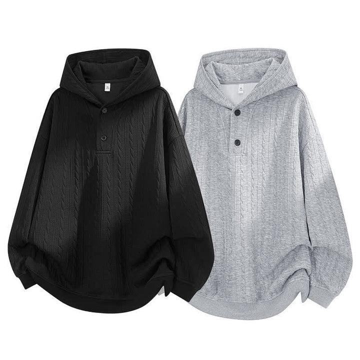 Sudadera con capucha de manga larga para hombre con diseño retorcido y botones de Buddha Stones para otoño/invierno. - image 14