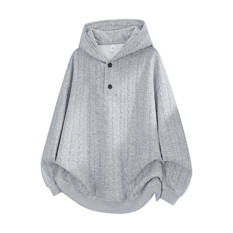 Sudadera con capucha de manga larga para hombre con diseño retorcido y botones de Buddha Stones para otoño/invierno. - Gris claro - US/UK/AU42, EU52 (3XL) - image 0