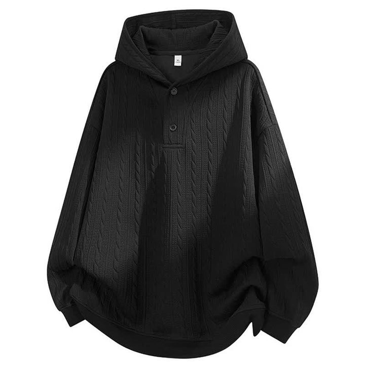 Sudadera con capucha de manga larga para hombre con diseño retorcido y botones de Buddha Stones para otoño/invierno. - image 9