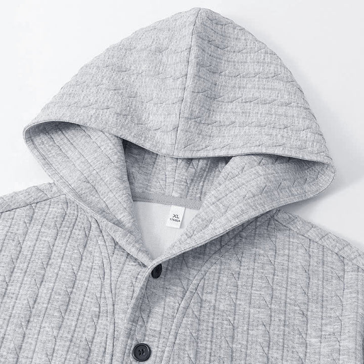 Sudadera con capucha de manga larga para hombre con diseño retorcido y botones de Buddha Stones para otoño/invierno. - image 2