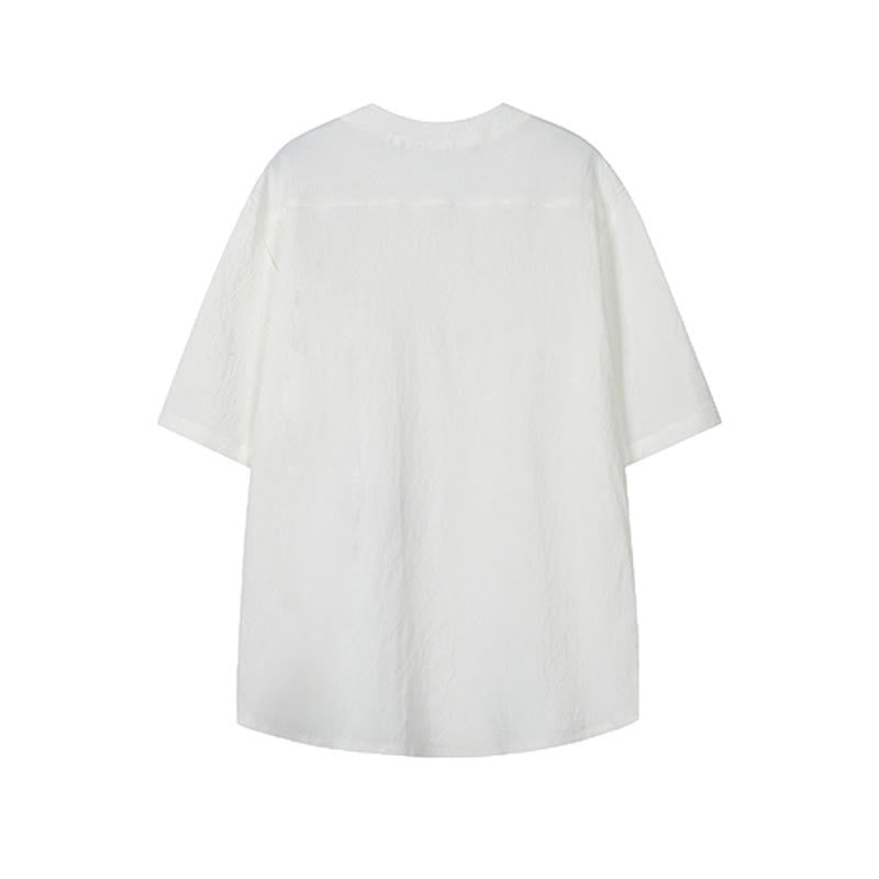 Buddha Stones Camisas de manga corta para hombre estilo Tang, informales, con cuello mandarín y bordado de grulla, ideales para el verano. - image 4