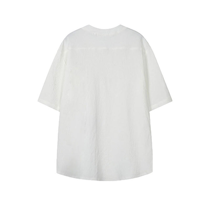 Buddha Stones Camisas de manga corta para hombre estilo Tang, informales, con cuello mandarín y bordado de grulla, ideales para el verano. - image 4