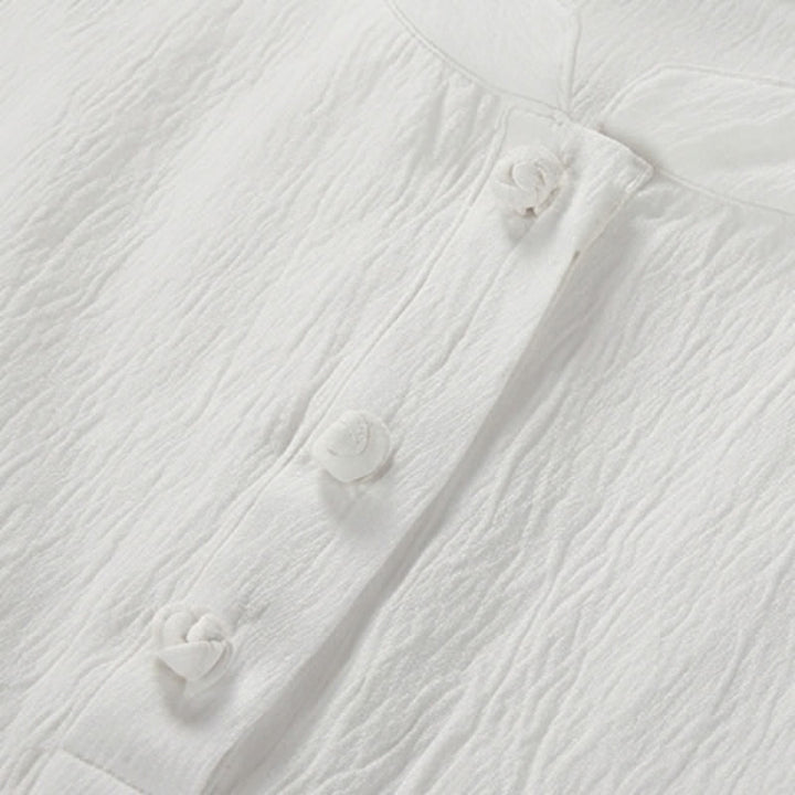 Buddha Stones Camisas de manga corta para hombre estilo Tang, informales, con cuello mandarín y bordado de grulla, ideales para el verano. - image 7
