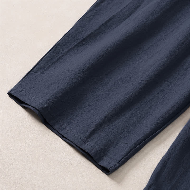 Buddha Stones Pantalones capri lisos de corte recto para hombre, estilo casual de verano, con cordón ajustable y bolsillo. - image 14