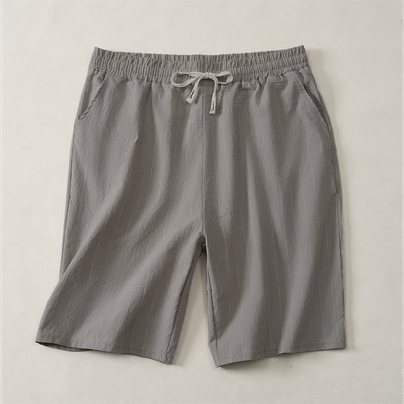 Buddha Stones Pantalones cortos de verano informales para hombre, a rayas, con cordón ajustable y bolsillos. - Gris oscuro - US/UK/AU44, EU54 (3XL) - image 14