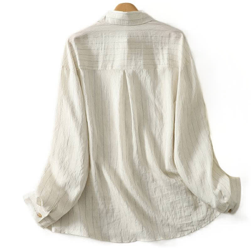 Buddha Stones Camisas de manga larga lisas con botones, estilo casual de verano para mujer. - image 1