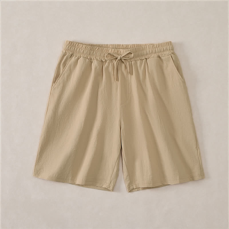 Buddha Stones Pantalones cortos de verano informales de algodón liso con cordón ajustable y bolsillos para hombre. - Broncearse - US/UK/AU44，EU54 (3XL) - image 16