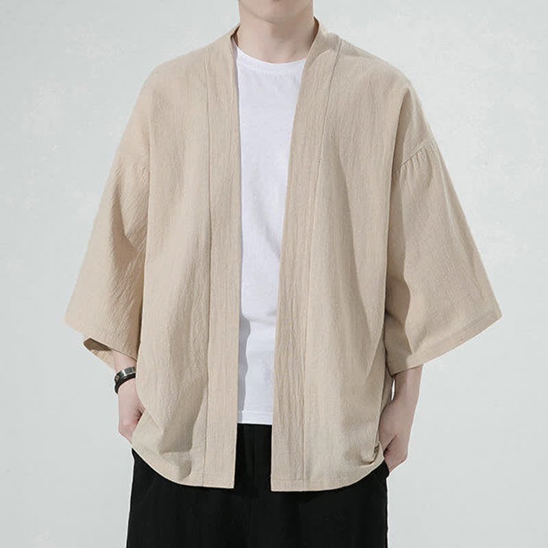 Buddha Stones Kimono de verano informal minimalista liso para hombre - Broncearse - US/UK/AU46, EU56 (5XL) - image 4