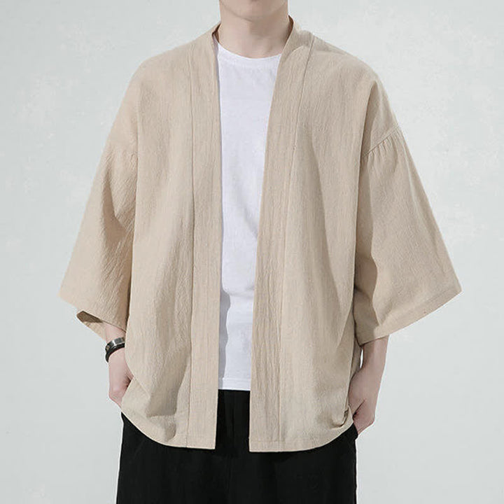 Buddha Stones Kimono de verano informal minimalista liso para hombre - Broncearse - US/UK/AU46, EU56 (5XL) - image 4