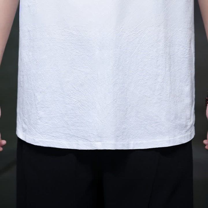 Buddha Stones Camisas de manga corta para hombre, estilo Tang casual de verano, con cuello mandarín y color liso. - image 26