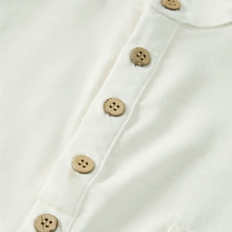 Buddha Stones Camisas de manga corta para hombre de estilo Tang casual de verano con cuello mandarín y bolsillo. - image 28