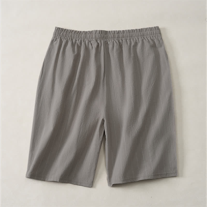 Buddha Stones Pantalones cortos de verano informales para hombre, a rayas, con cordón ajustable y bolsillos. - image 15