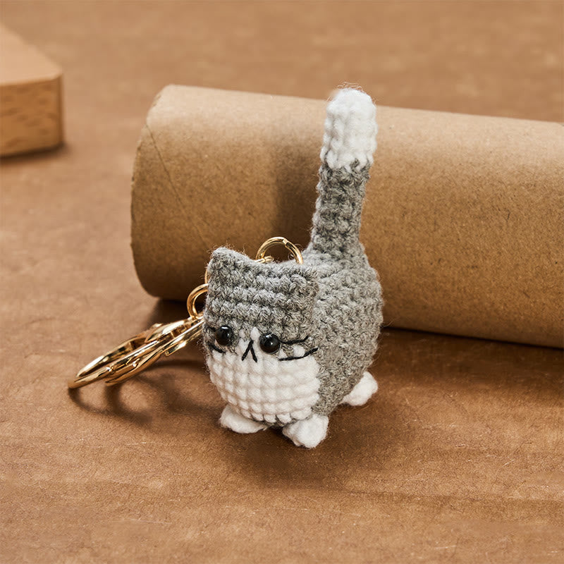 Buddha Stones Llaveros de ganchillo hechos a mano con forma de gato adorable. - image 8