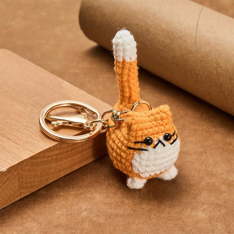 Buddha Stones Llaveros de ganchillo hechos a mano con forma de gato adorable. - image 2