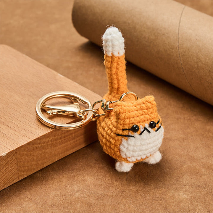 Buddha Stones Llaveros de ganchillo hechos a mano con forma de gato adorable. - image 2
