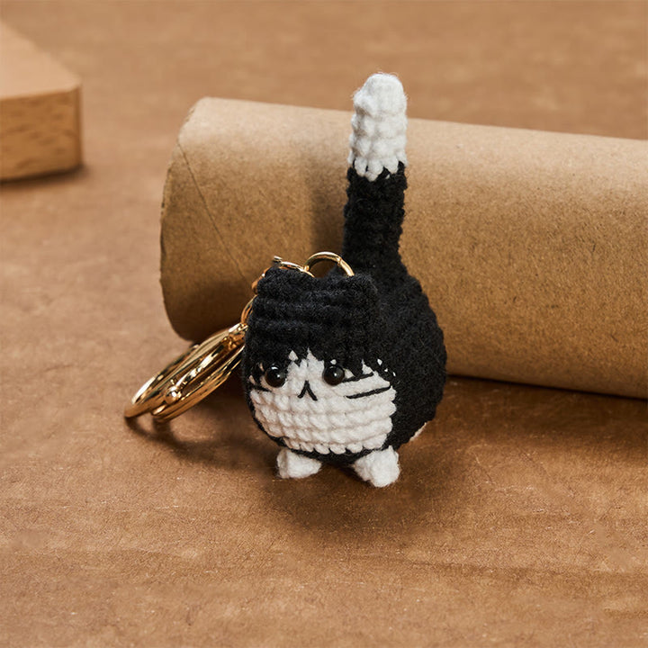 Buddha Stones Llaveros de ganchillo hechos a mano con forma de gato adorable. - image 12