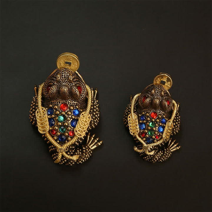Buddha Stones Rana de tres patas de latón, símbolo de riqueza y fortuna. - image 13
