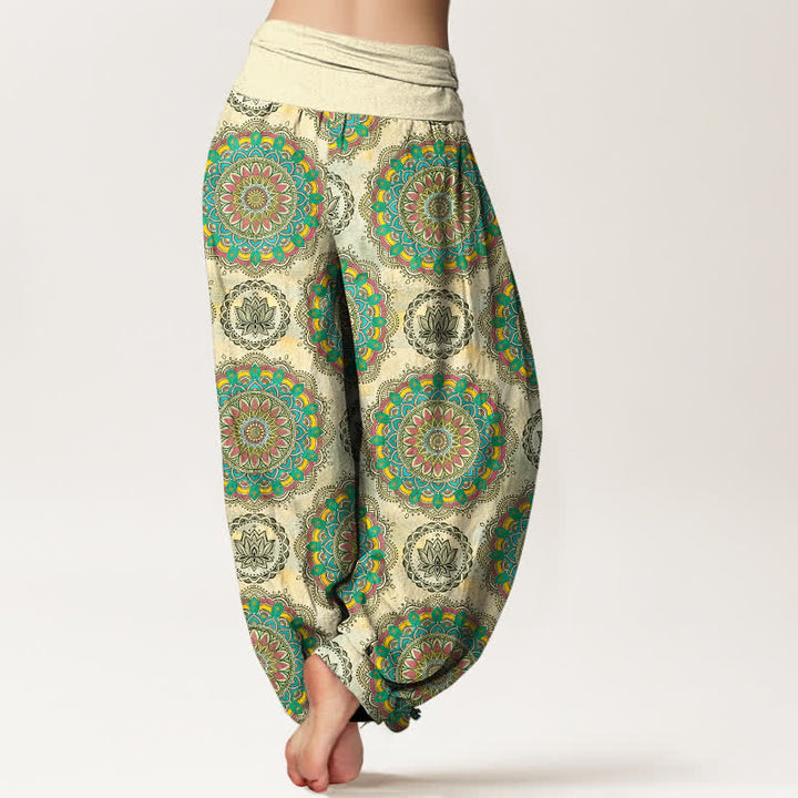 Buddha Stones Pantalones harem de algodón con estampado de mandala estilo boho y cintura elástica para mujer. - image 2