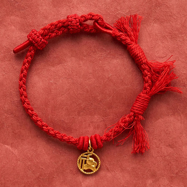 Buddha Stones Pulsera tibetana de equilibrio con cuerda roja y diseño de elefante Fu - image 4